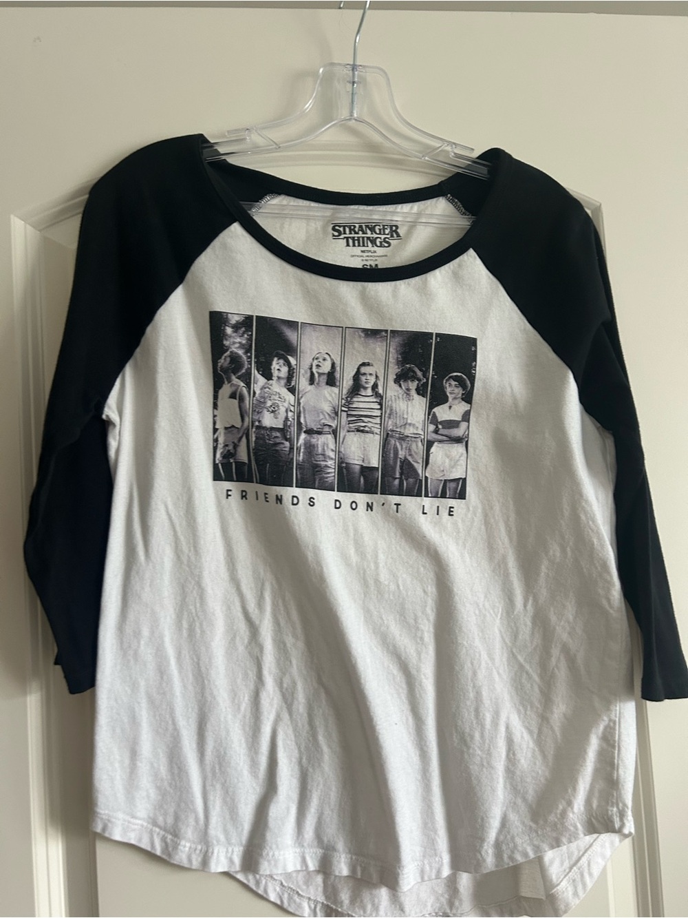 'Friends Don't Lie' Black & White Raglan Tee